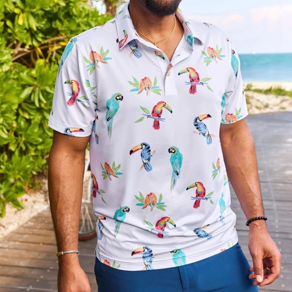 Chubbies Performance Polo
The Dude Where's Macaw white parrots size medium